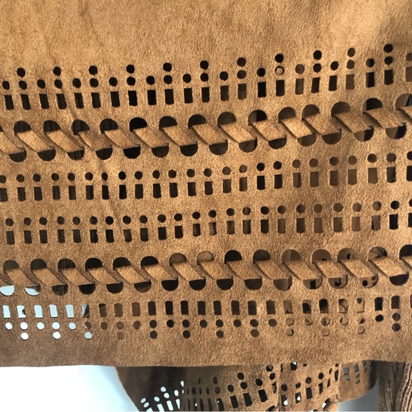 Westport 1962 embossed open cardigan faux suede knit sweater brown women’s XL - Picture 4 of 6